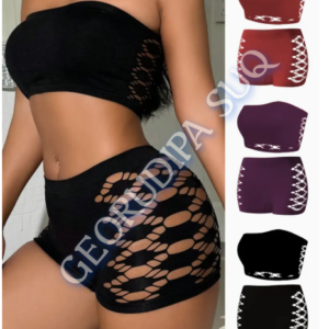 Ensemble de trois pièces de soutien-gorge géométrique creux