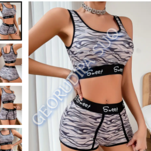 Ensemble de Lingerie Sport pour Femme à Motif Léopard
